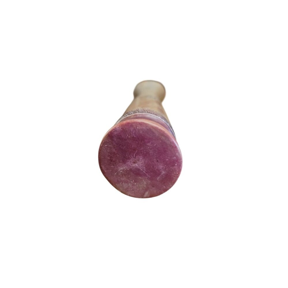 Hand-Carved Soapstone Vase w/ Elephant & Tree Motif | Pink & Beige | ~7" - Picture 6 of 7